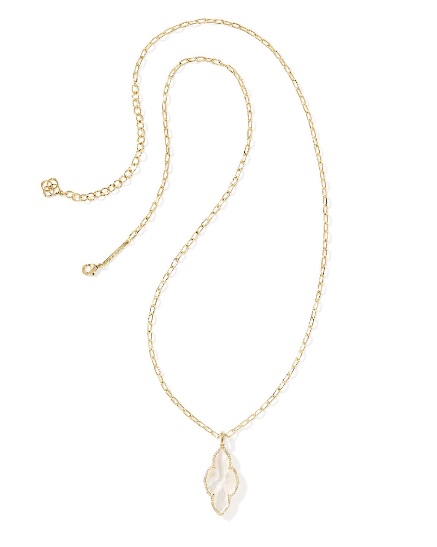 Abbie Pave Frame Necklace | Gold & Ivory Mother of Pearl