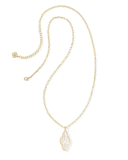 Abbie Pave Frame Necklace | Gold & Ivory Mother of Pearl