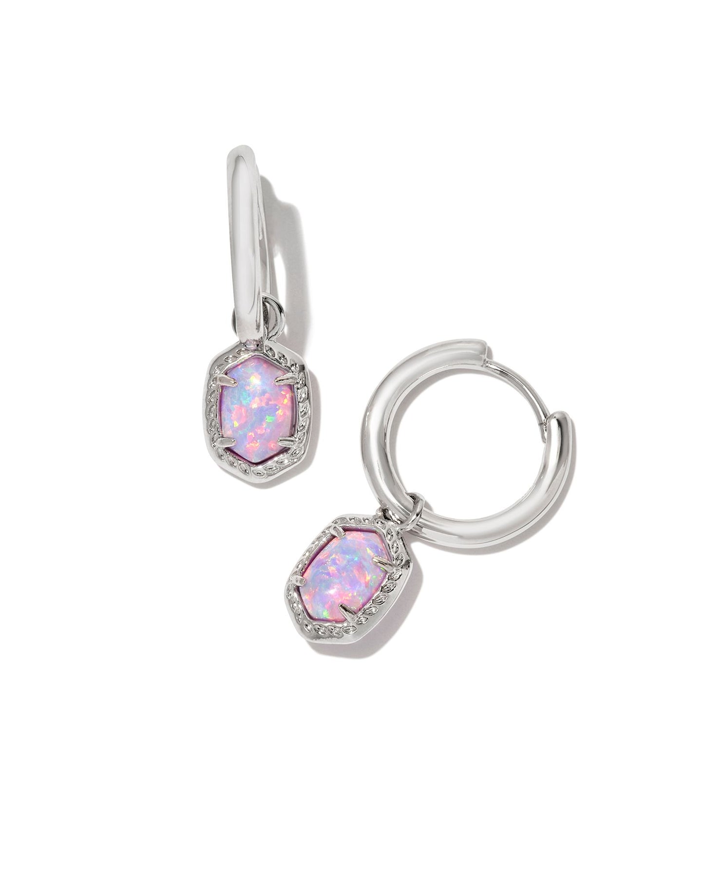 Daphne Frame Huggie Earrings | Silver & Lilac Kyocera Opal