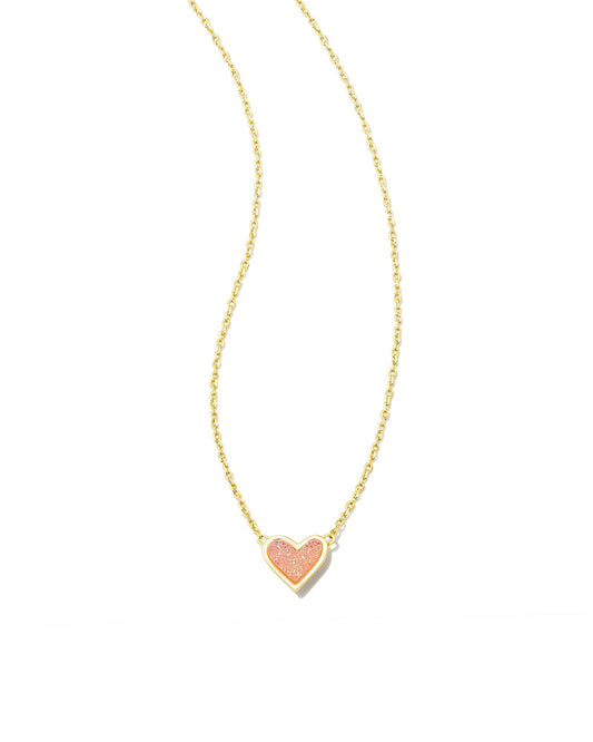 Framed Ari Heart Necklace | Light Pink Drusy