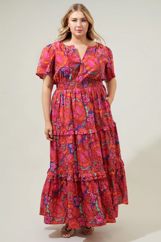 Plus | Raveena Floral Palmer Poplin Maxi Dress