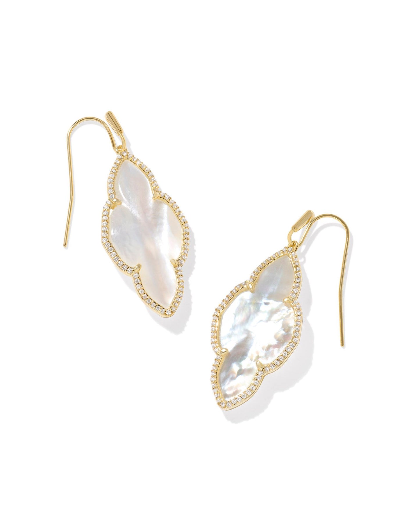 Abbie Pave Frame Earrings | Gold & Ivory Mother of Pearl