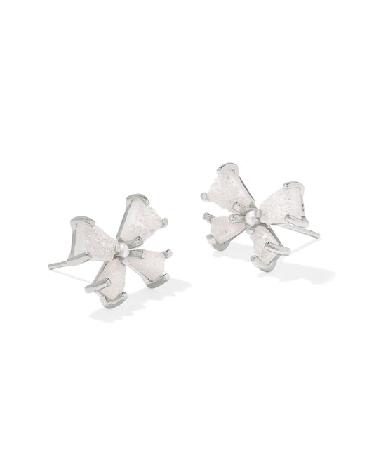 Blair Bow Small Stud Earrings | Silver & Iridescent Drusy