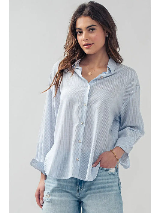 Lightweight Pinstripe Button Down Shirt