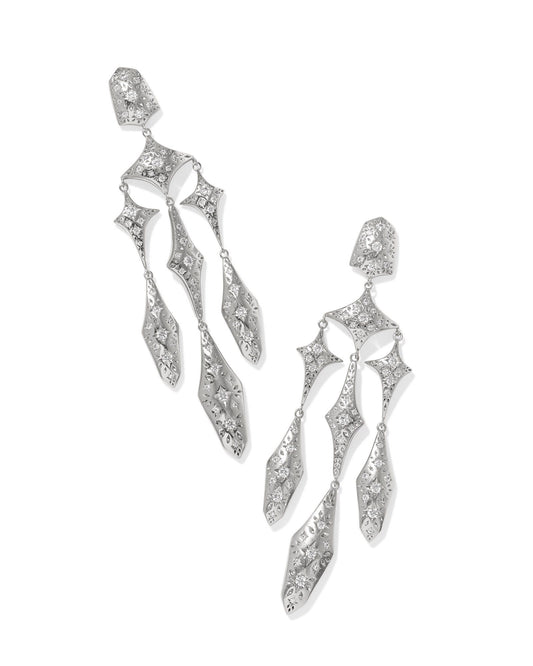 Holland Statement Earrings | Silver & White Crystal