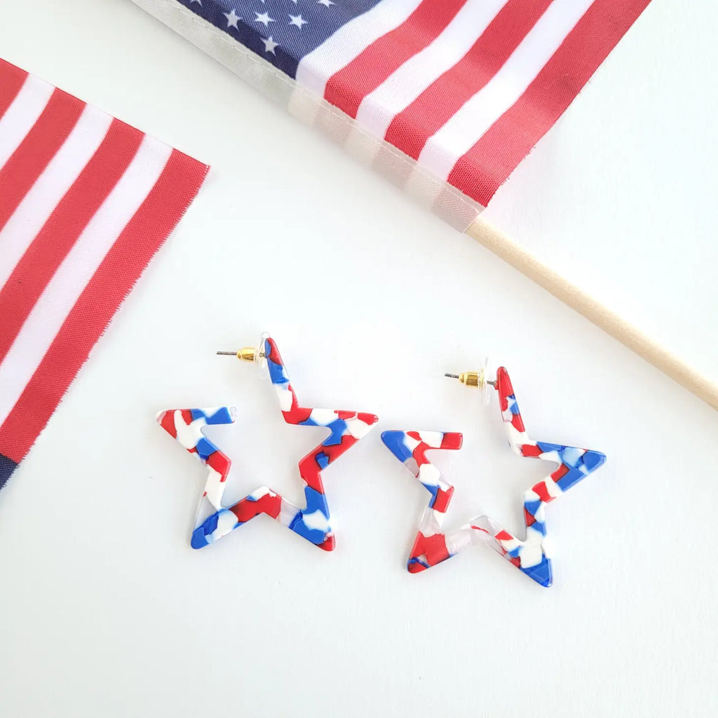 Star Hoops | Red, White & Blue