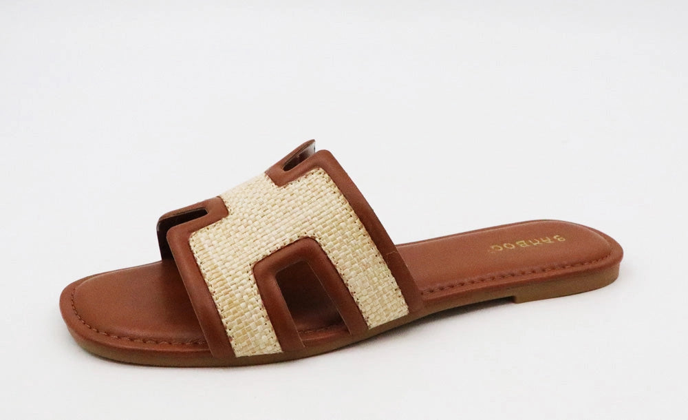 Smile Color Contrast H Band Slide Sandals