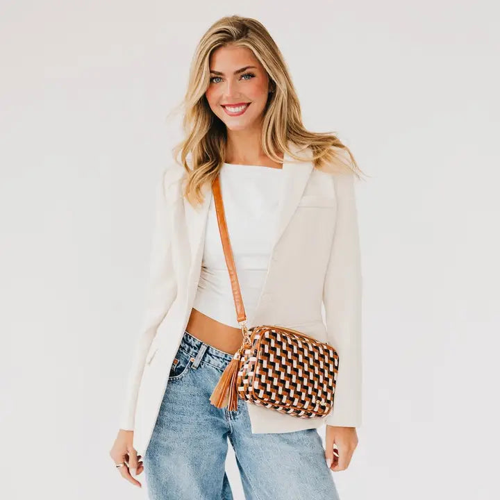 Woven Willow Camera Crossbody Bag