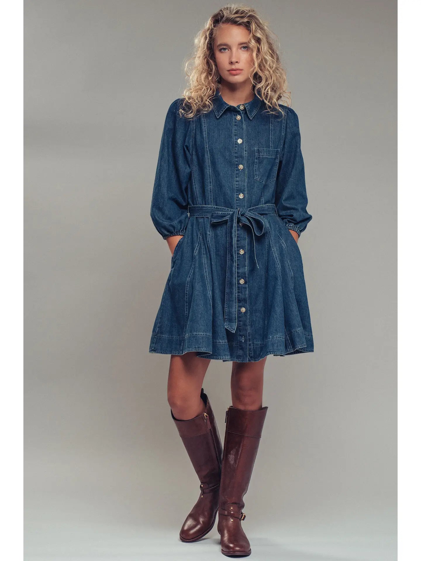 Western Belted Fit-And-Flare Dress