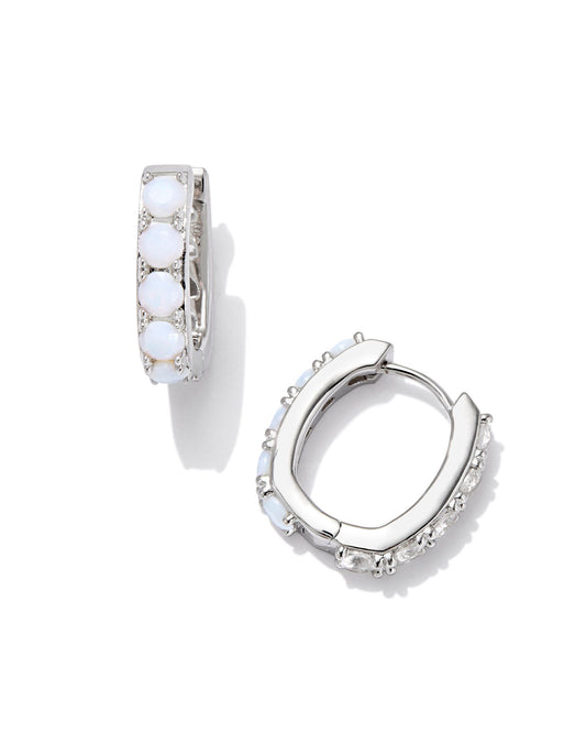 Chandler Huggie Earring | Silver & White Opalite
