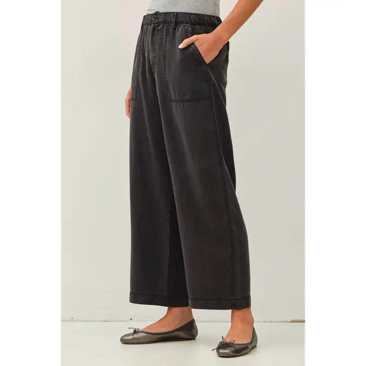 Wide Leg Tencel Pant w/ Drawstring Elastic Waist