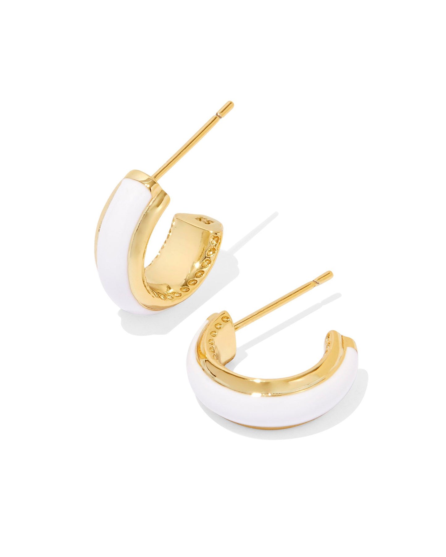 Ainsley Huggie Earrings | Gold & White Enamel