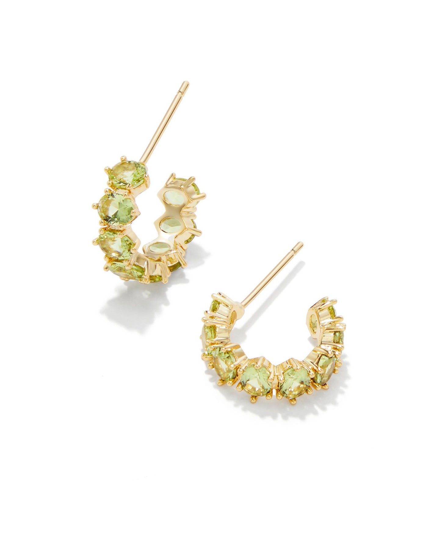 Cailin Crystal Huggie Earrings | Gold & Peridot Crystal