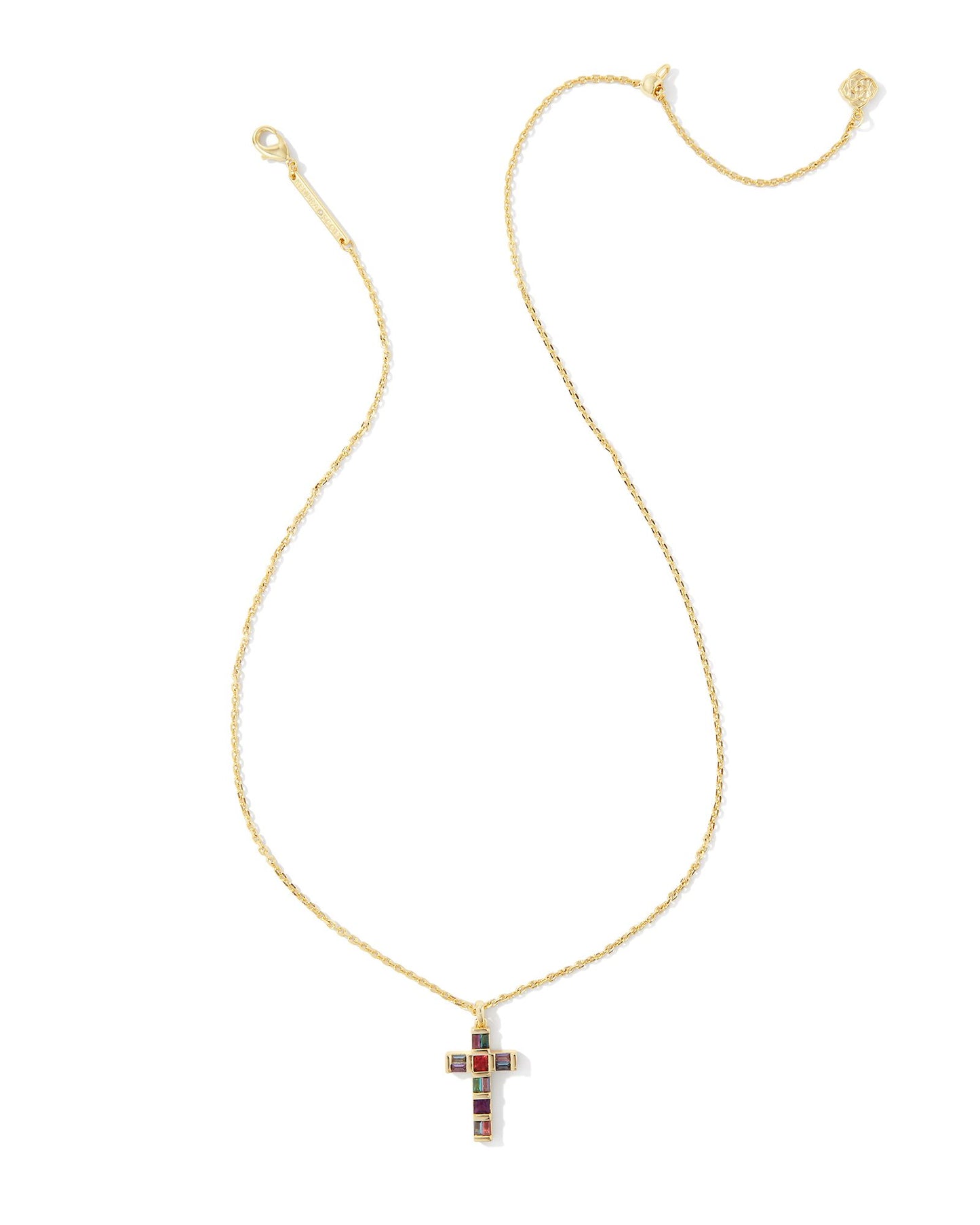 Gracie Cross Pendant Necklace | Gold & Multi Mix