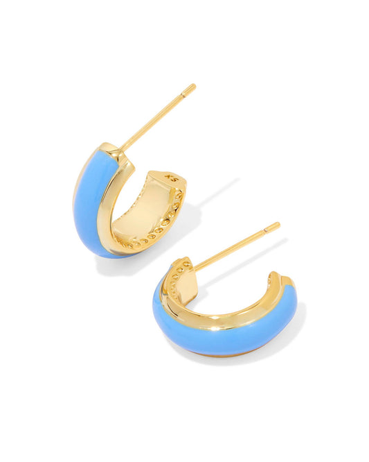 Ainsley Huggie Earrings | Gold & Light Blue Enamel