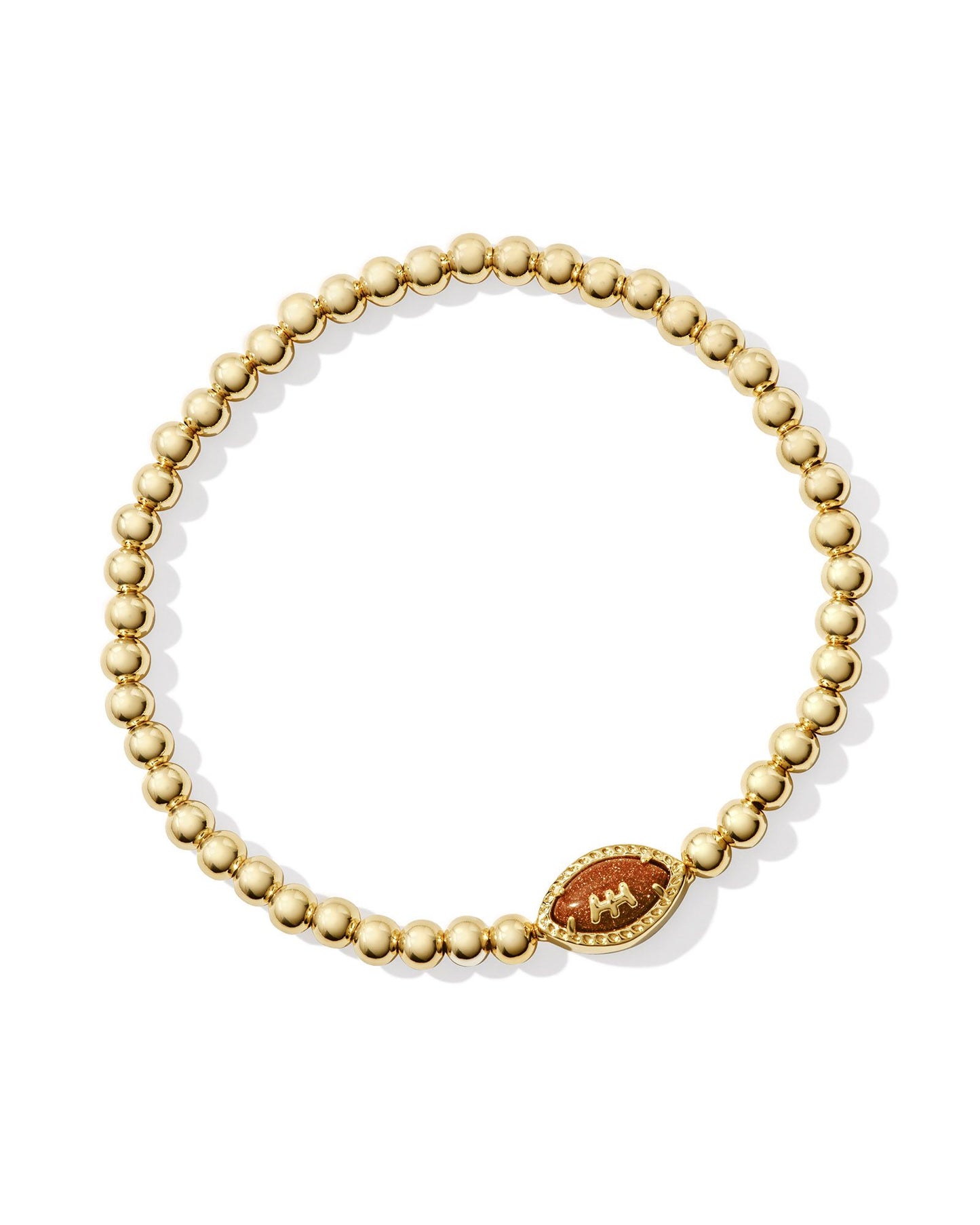 Football Stretch Bracelet | Gold & Orange Goldstone