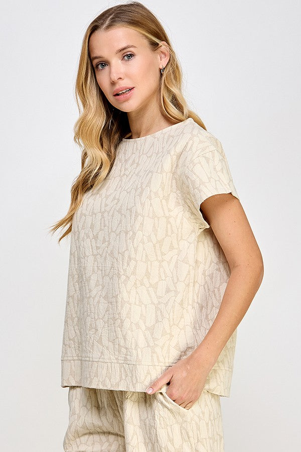 Jacquard Linen Lounge Top