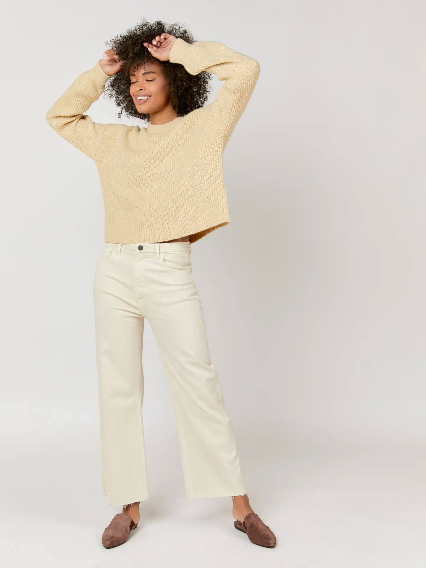 Aberdeen Ankle Crop High Rise Jean, Ecru