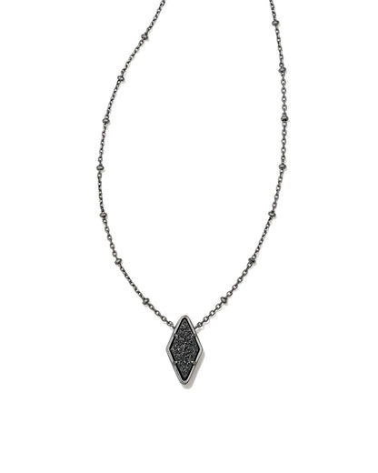Kinsley Pendant Necklace | Gunmetal Black Drusy
