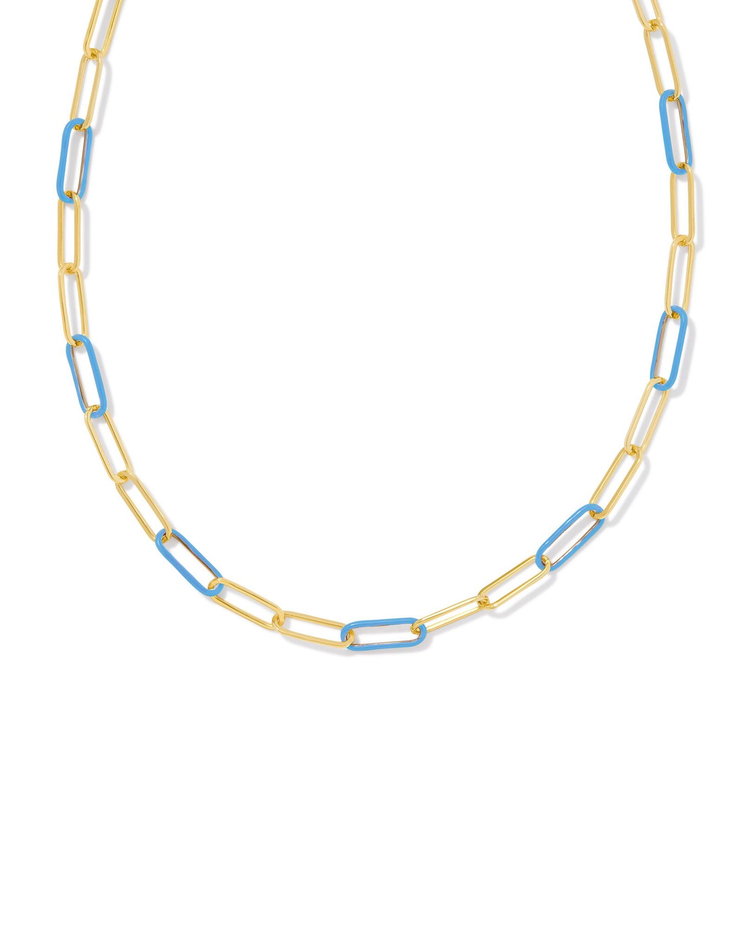 Ainsley Convertible Chain Necklace | Gold & Light Blue Enamel