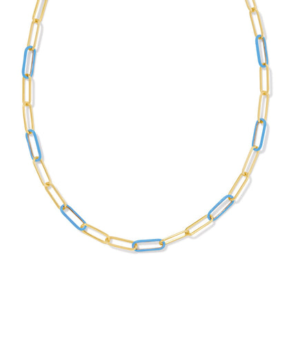 Ainsley Convertible Chain Necklace | Gold & Light Blue Enamel