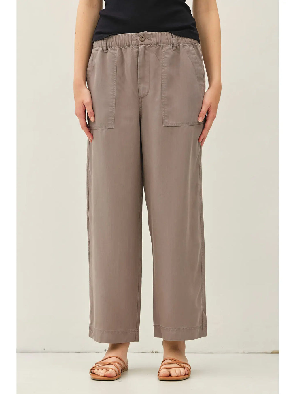 Wide Leg Tencel Pant w/ Drawstring Elastic Waist