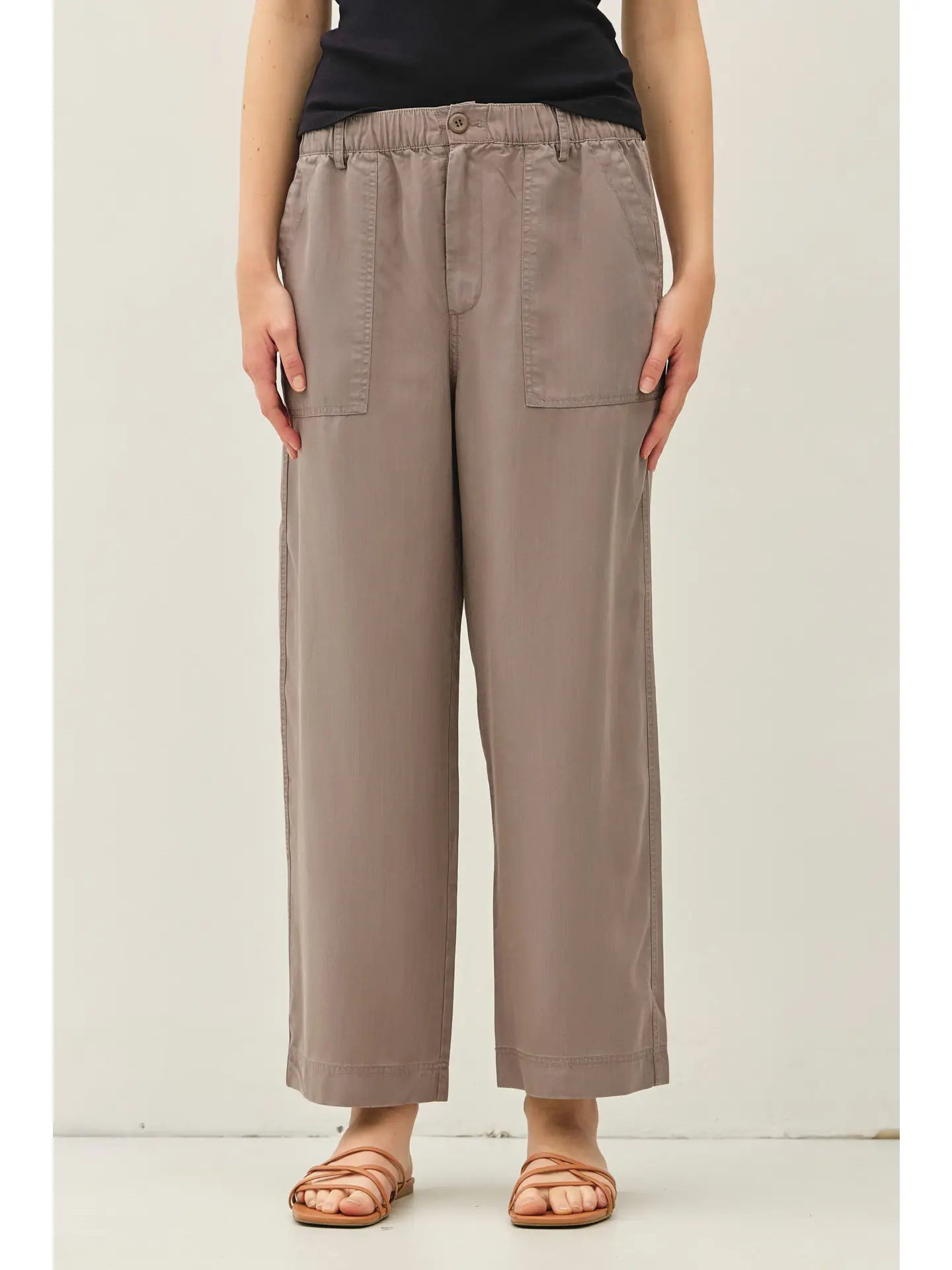 Wide Leg Tencel Pant w/ Drawstring Elastic Waist