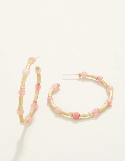 Calm Waters Hoop Earrings Pink Jade