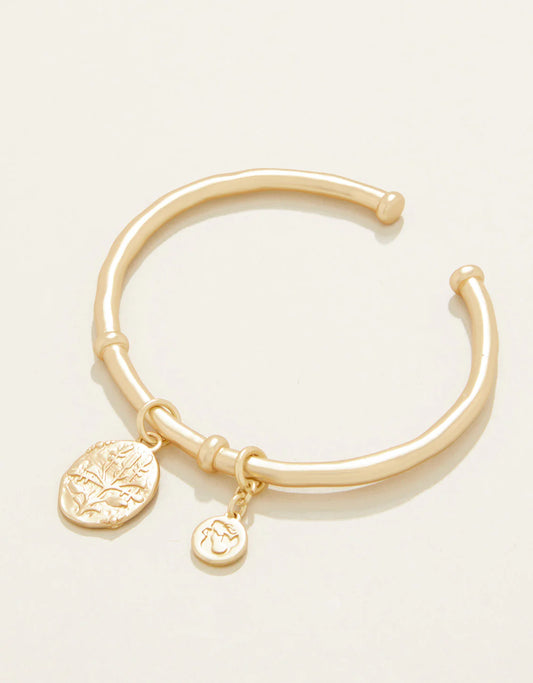 Damask Coin Charm Cuff Gold