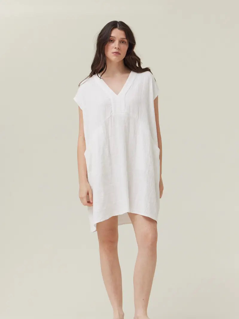 Loose Boxy Gingham Gauze Dress