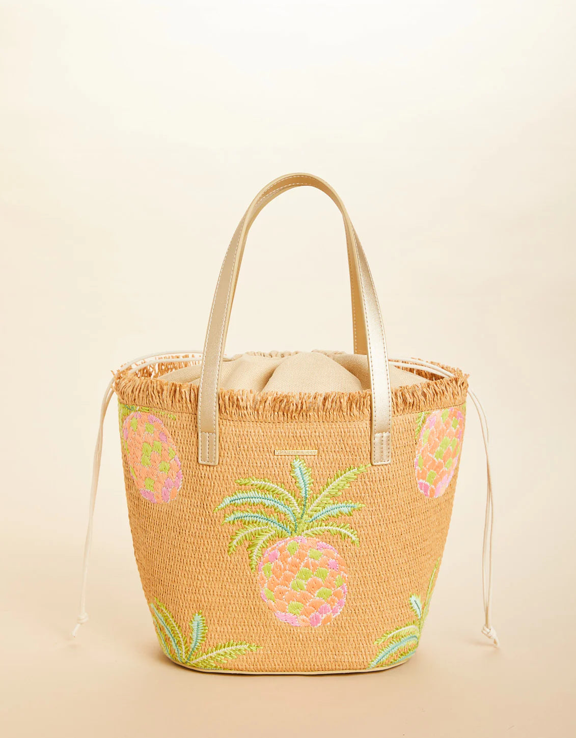 Straw Tote Flamingo Pineapple