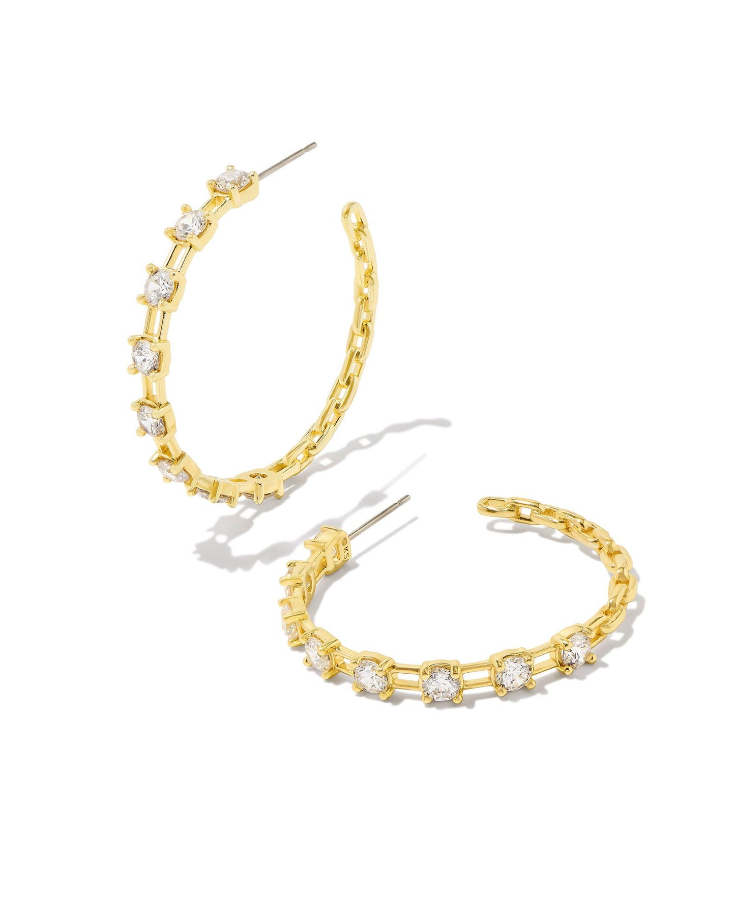 Lexi Hoop Earrings | Gold & White Crystal