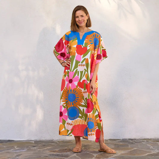 Jolies Fleurs Caftan, Beach and Pool Coverup