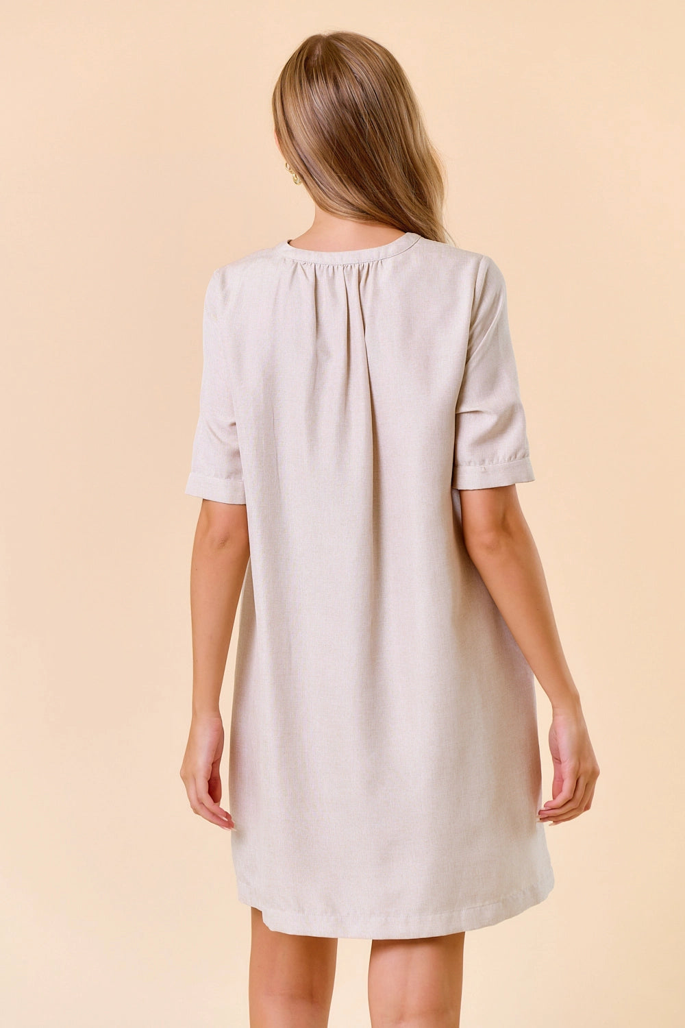 Half Button Down Pintuck Dress