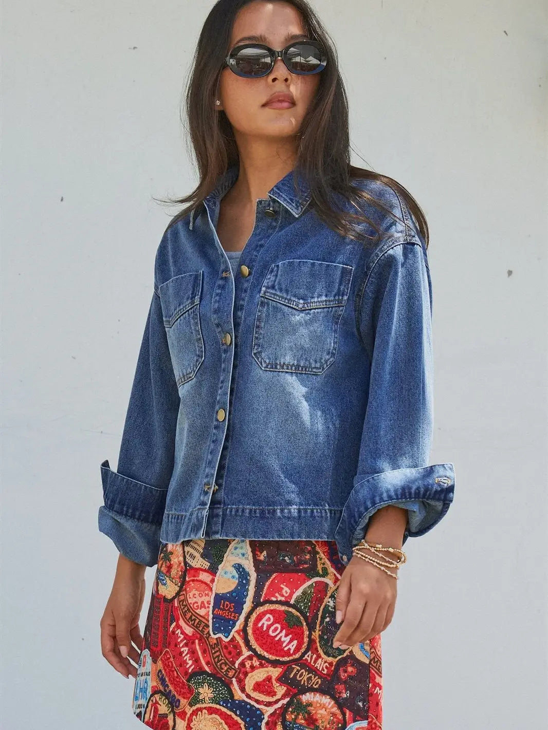 Vintage Wash Denim Shirt Jacket