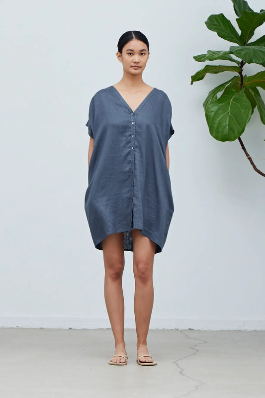 Boxy Linen Mini Dress