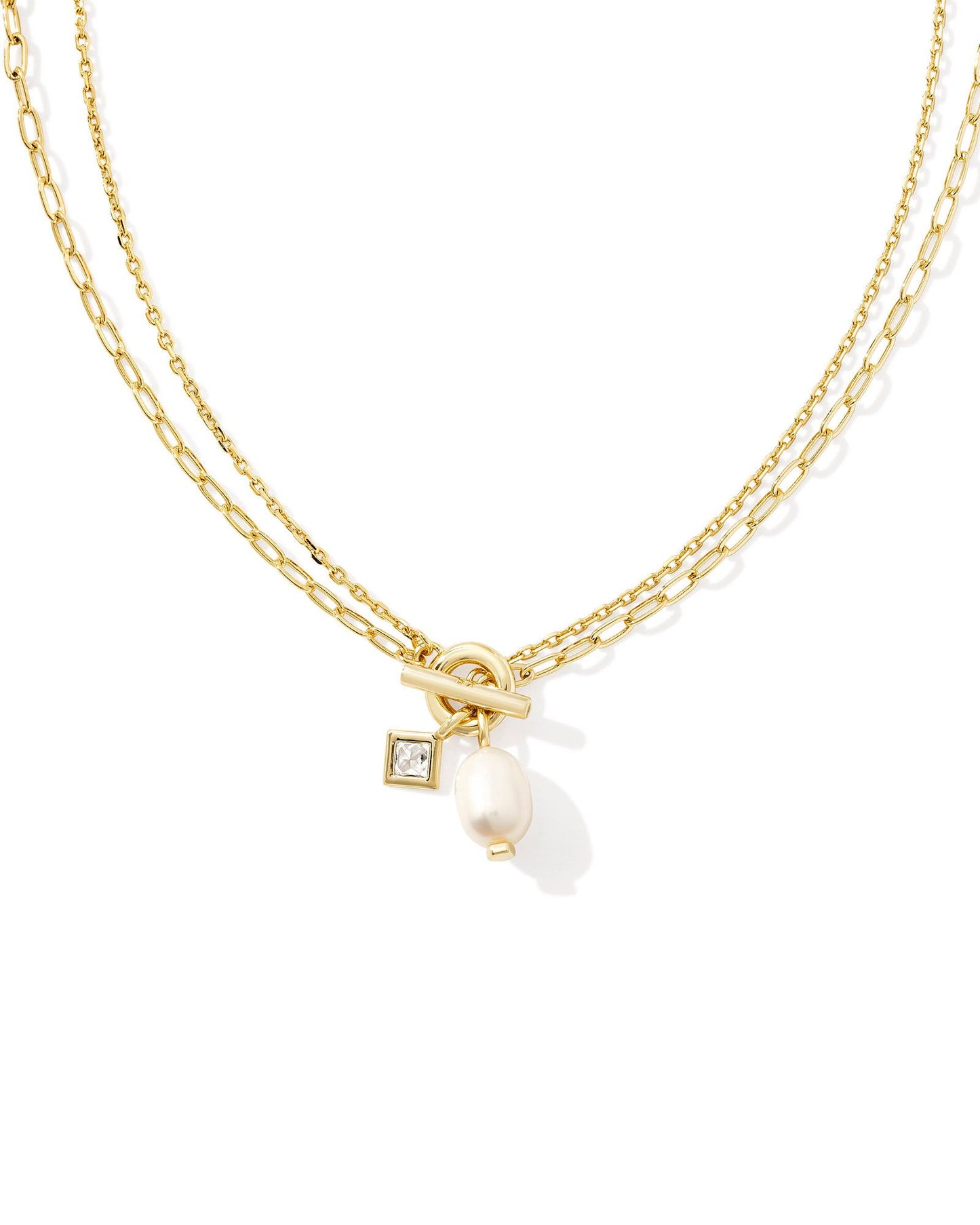 Eve Chain Multi Strand Necklace | Gold & White Pearl