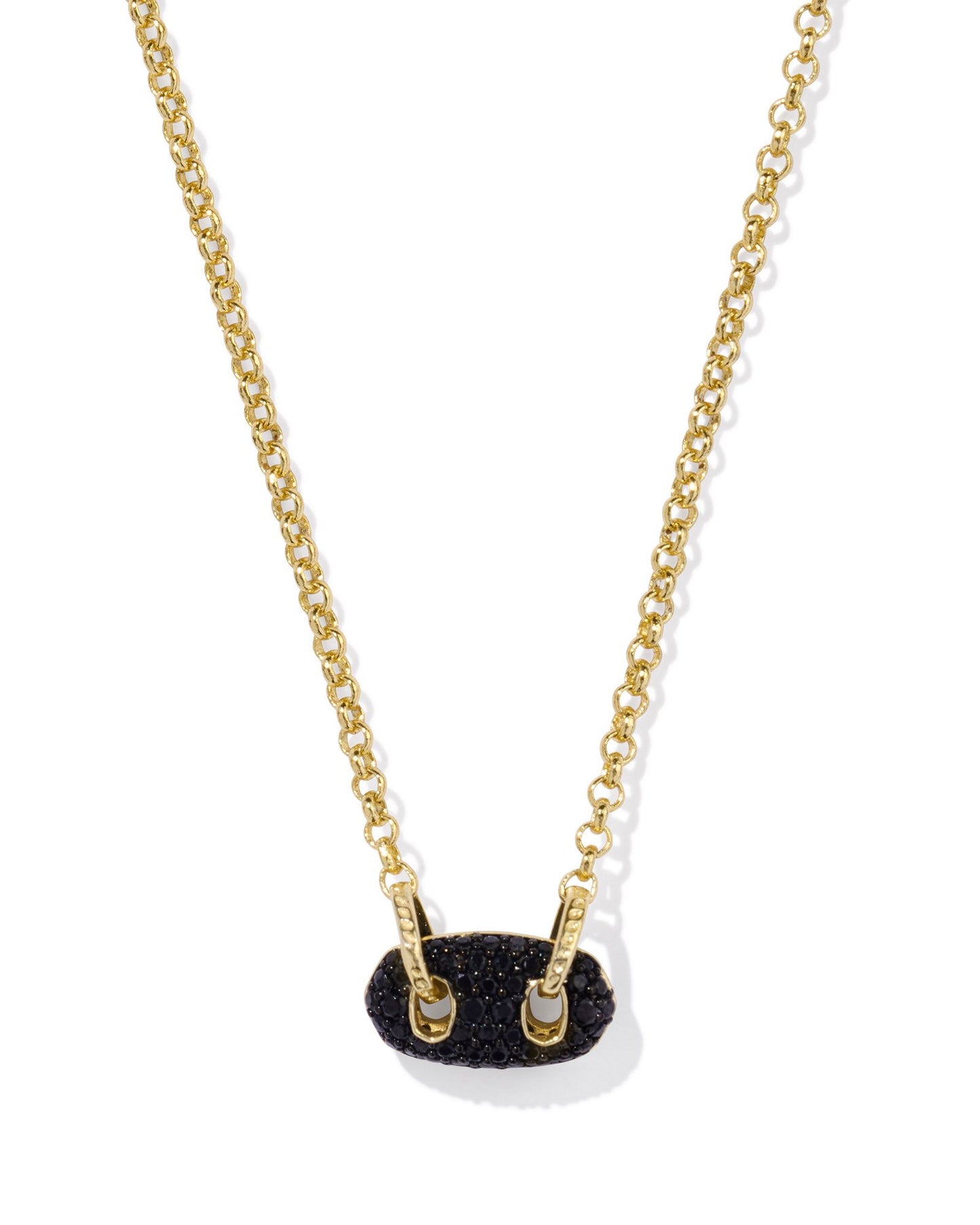 Bailey Gold Pave Short Pendant Necklace | Black Crystal