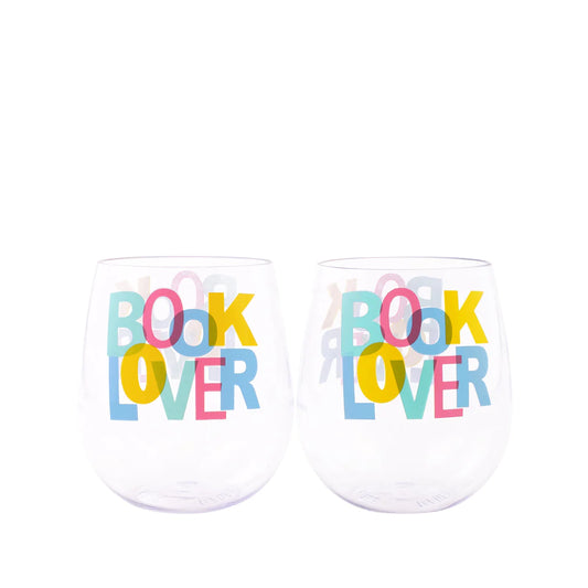 Acrylic Wine Glass Set | Book Lover