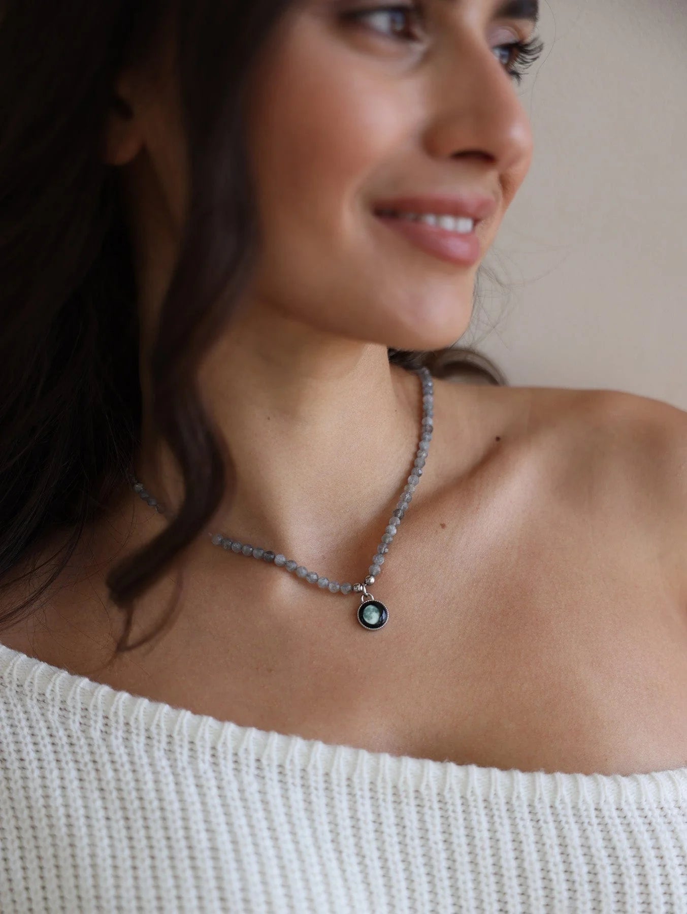 Bhavana Crystal Necklace | Gray Agate