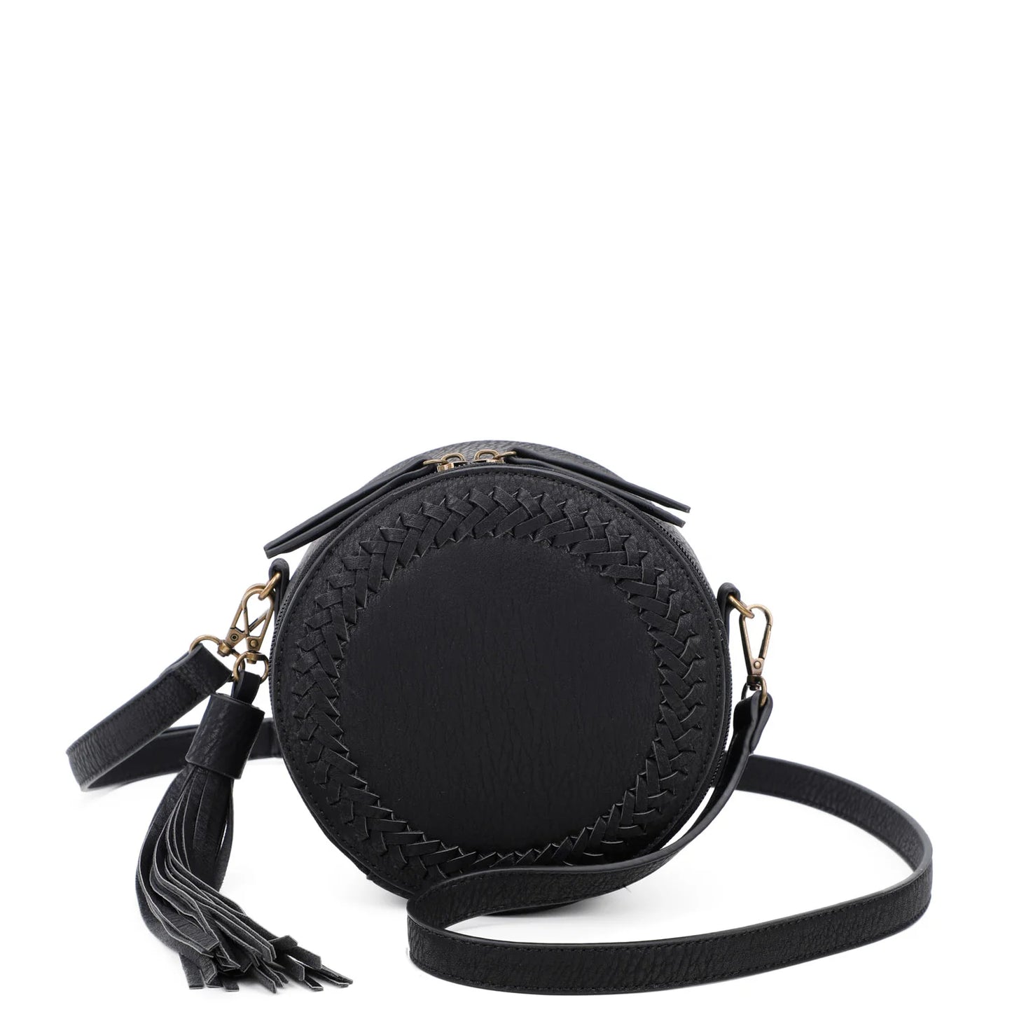 Suzie Round Crossbody Black Patch Co