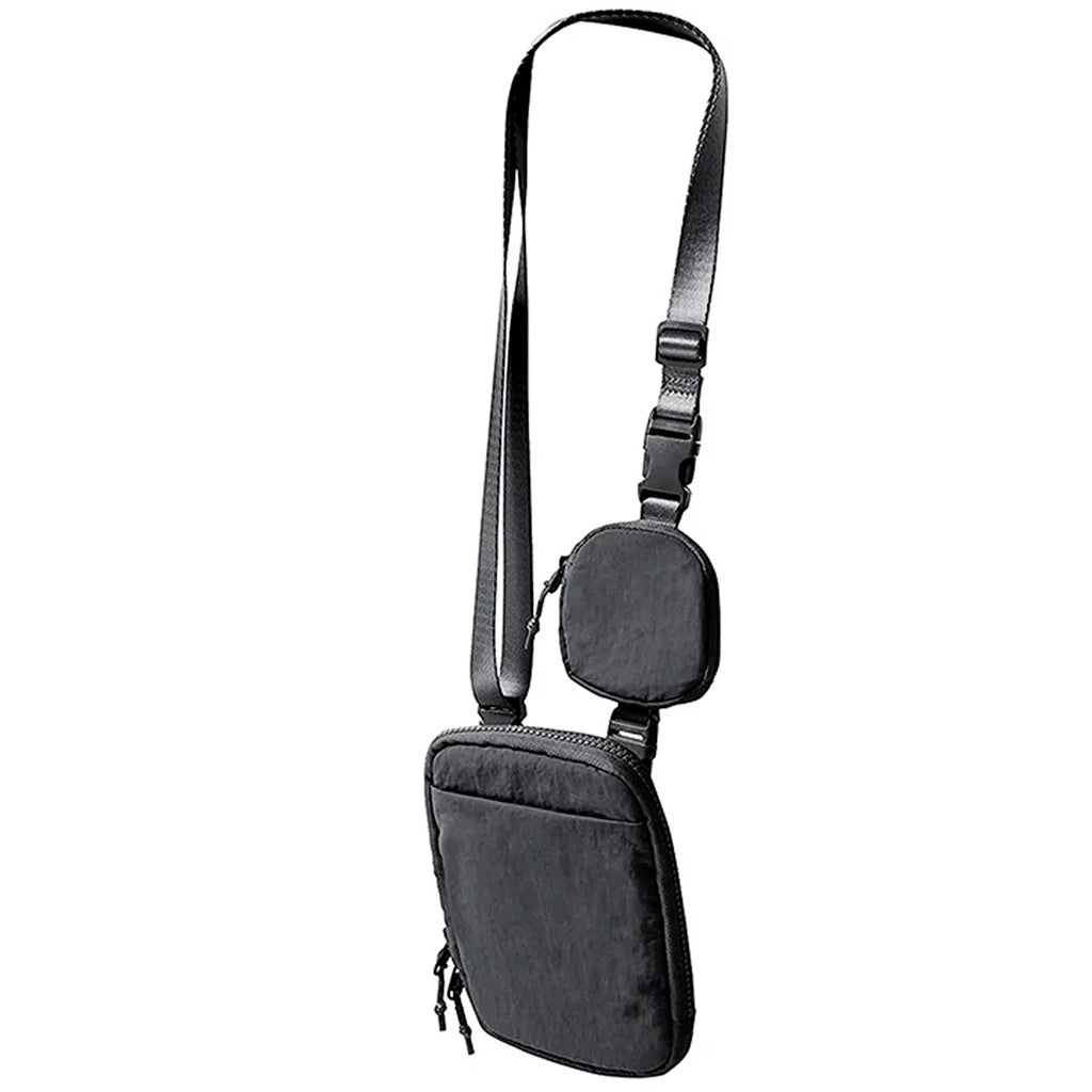 Betsie's Nylon Phone and Earphone Vertical Sling Belt Bag | Dark Grey