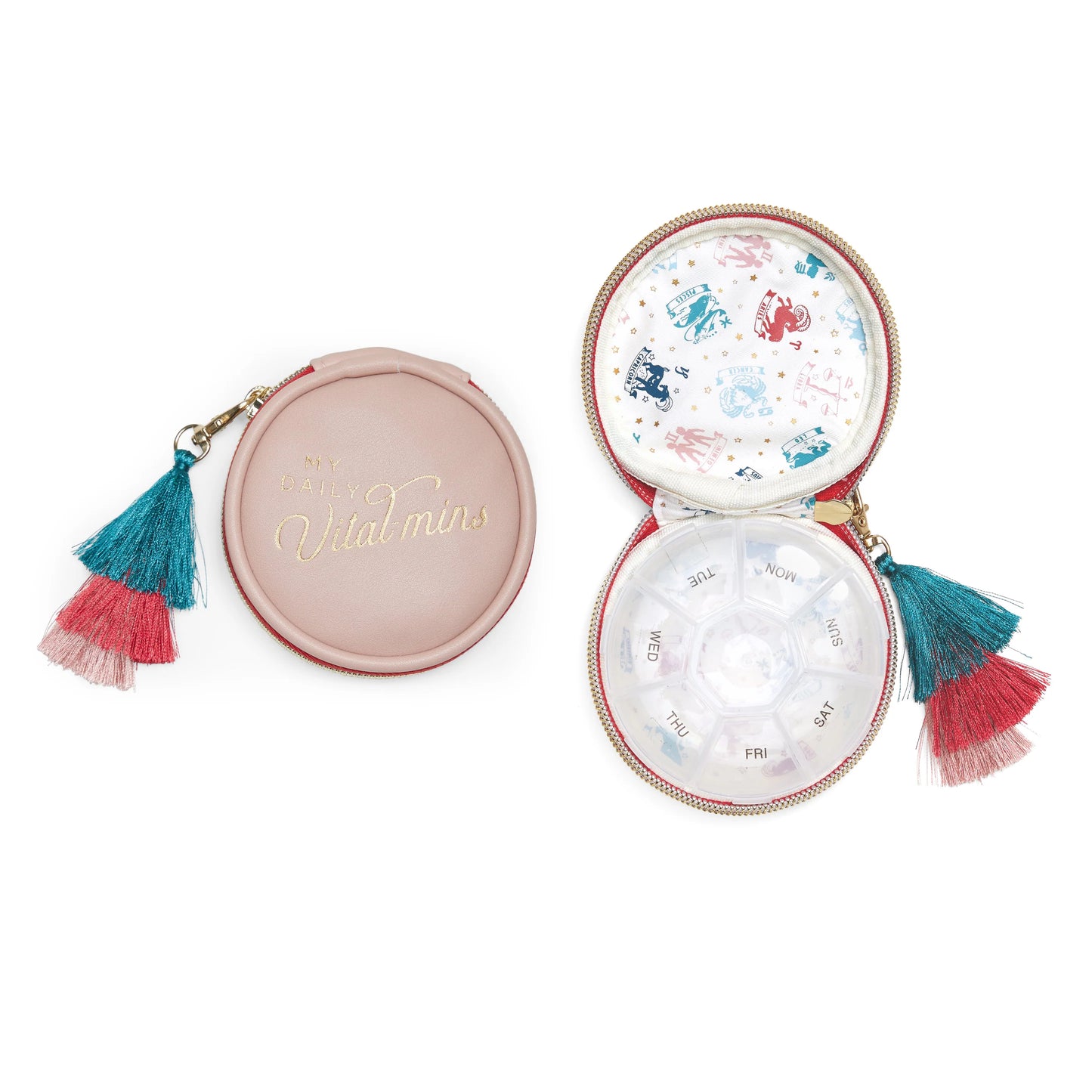 Travel Pill Case with Tassel | "Daily Vital-Mins"