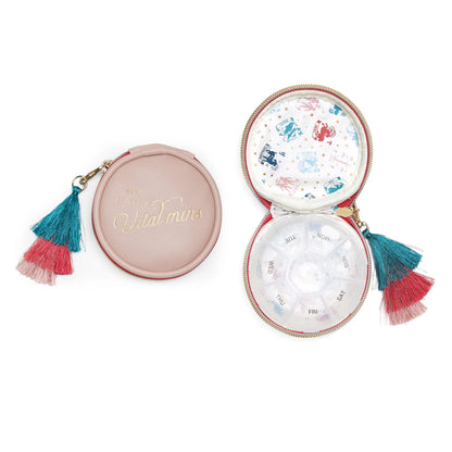 Travel Pill Case with Tassel | "Daily Vital-Mins"