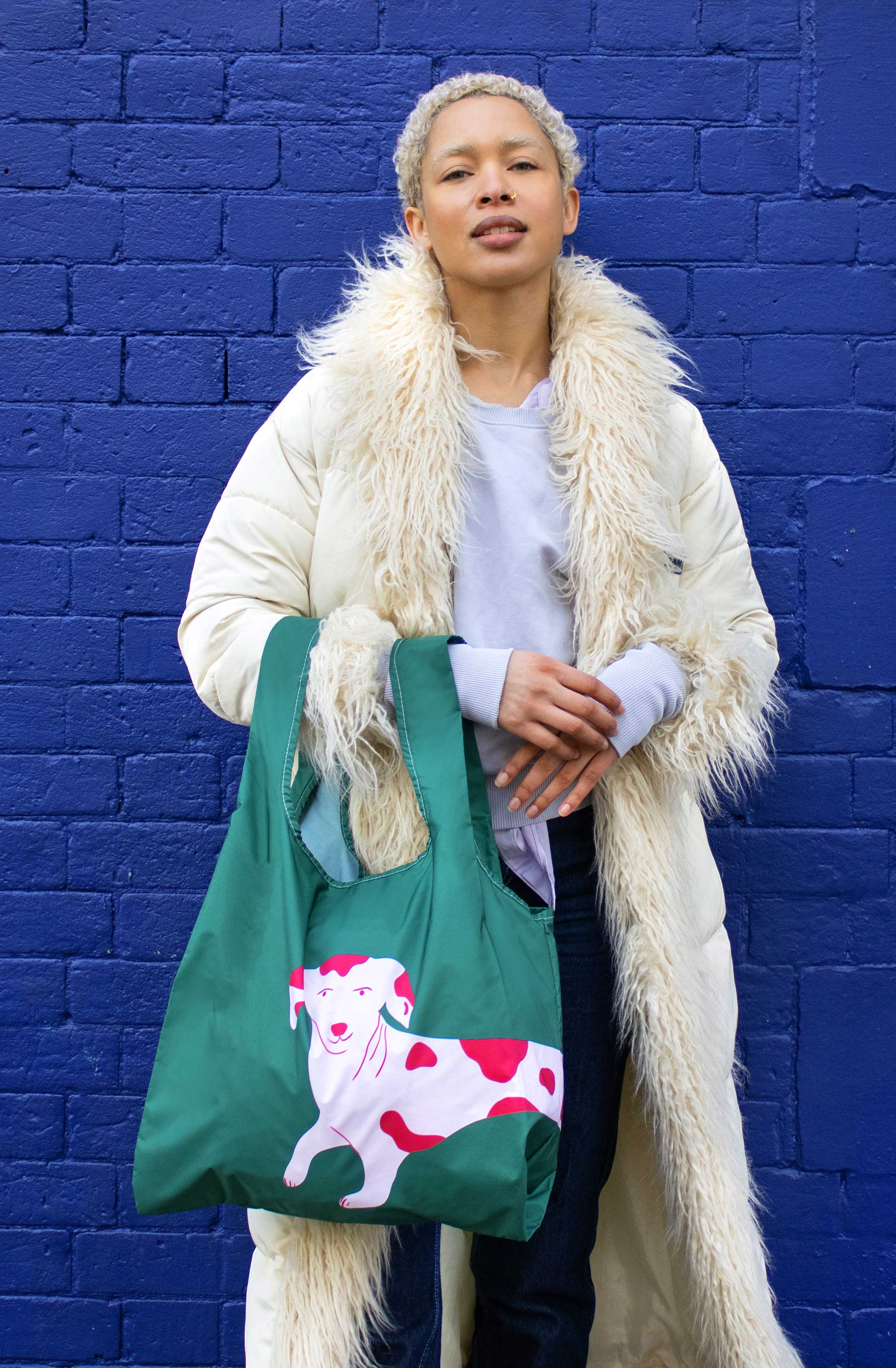 Medium Reusable Bag | Checkerboard | Dog