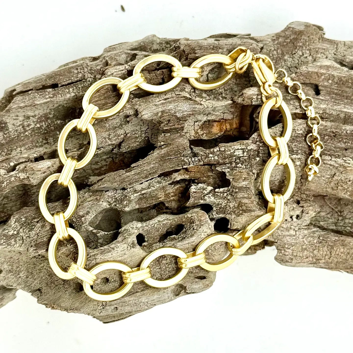 Bracelet Electroplated Oval Mattegold Link Chain 7”