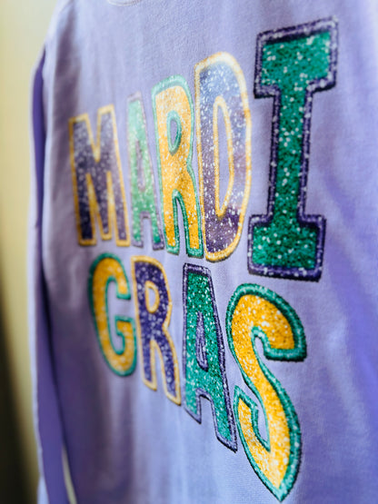 Faux Sequin Mardi Gras Sweatshirt