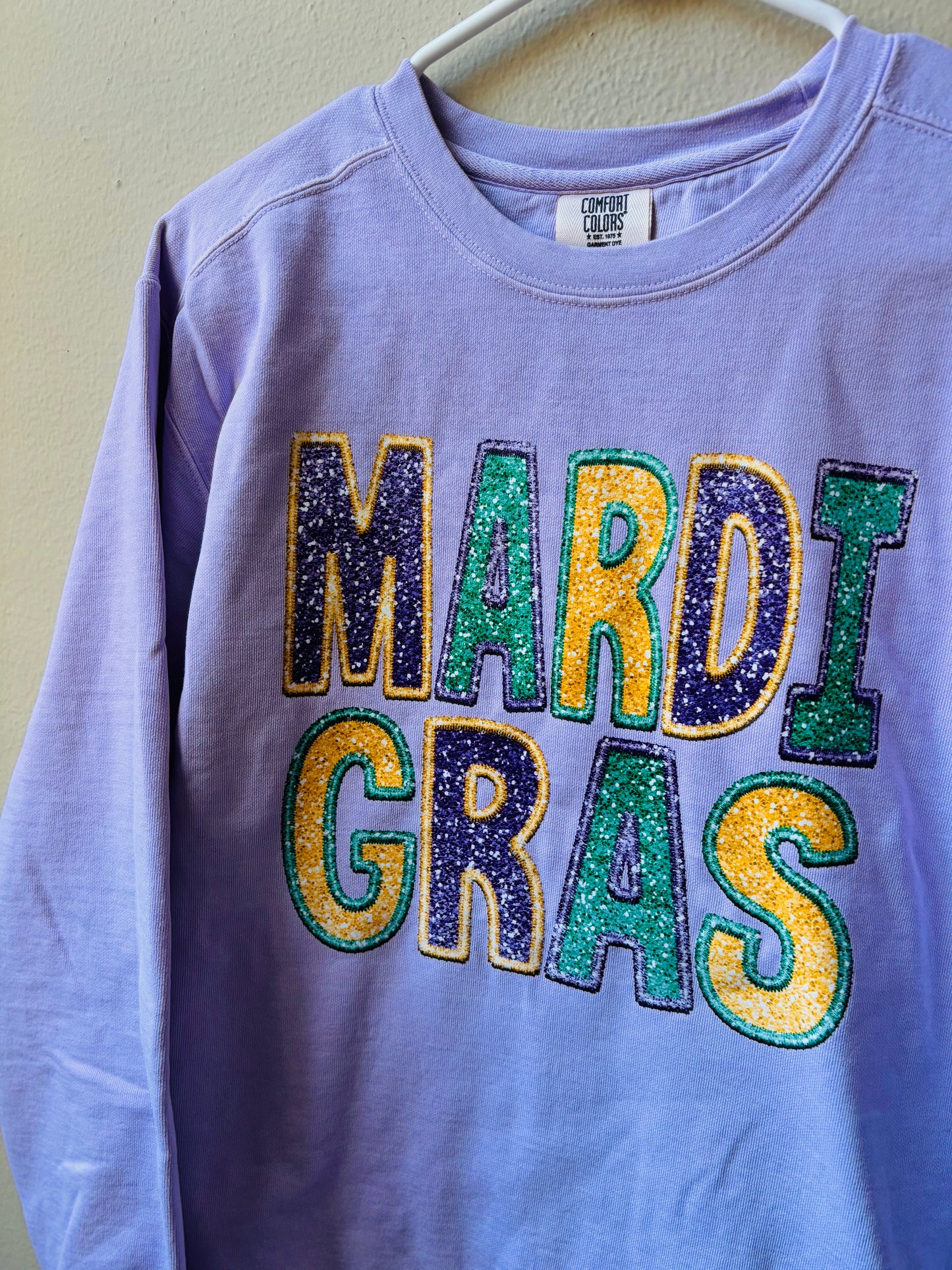 Faux Sequin Mardi Gras Sweatshirt