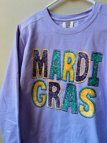 Faux Sequin Mardi Gras Sweatshirt