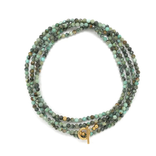 Faceted African Turquoise Necklace or Wrap Bracelet